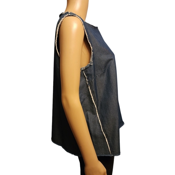 Ann Mashburn Denim Sleeveless Top Size L - Picture 3 of 11